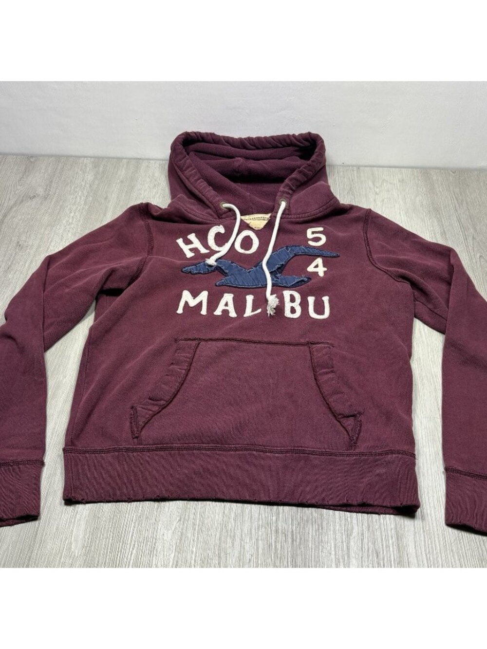 Vintage Hollister Malibu Pullover Hoodie Sweatshirt Size Medium Red Maroon